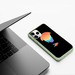 Чехол iPhone 11 Pro матовый Неоновое солнце SynthWave, цвет: 3D-салатовый — фото 2