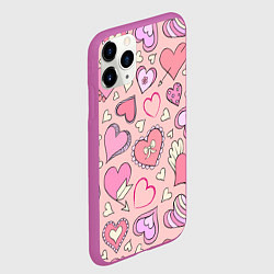 Чехол iPhone 11 Pro матовый Many many hearts, цвет: 3D-фиолетовый — фото 2