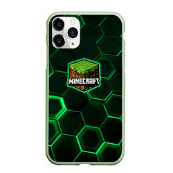 Чехол iPhone 11 Pro матовый Minecraft Logo Плиты, цвет: 3D-салатовый