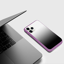 Чехол iPhone 11 Pro матовый Бело-чёрный градиент, цвет: 3D-фиолетовый — фото 2