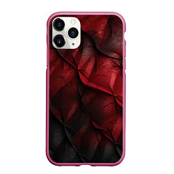 Чехол iPhone 11 Pro матовый Black red texture, цвет: 3D-малиновый