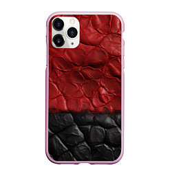 Чехол iPhone 11 Pro матовый Черная красная текстура, цвет: 3D-розовый