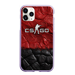 Чехол iPhone 11 Pro матовый CS GO red black texture, цвет: 3D-светло-сиреневый