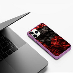 Чехол iPhone 11 Pro матовый Black red texture, цвет: 3D-фиолетовый — фото 2