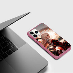 Чехол iPhone 11 Pro матовый Японская девушка при закате солнца, цвет: 3D-малиновый — фото 2