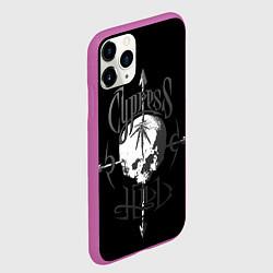 Чехол iPhone 11 Pro матовый Cypress hill - arrows skull, цвет: 3D-фиолетовый — фото 2