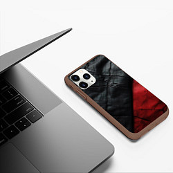 Чехол iPhone 11 Pro матовый Черно - красная кожа, цвет: 3D-коричневый — фото 2