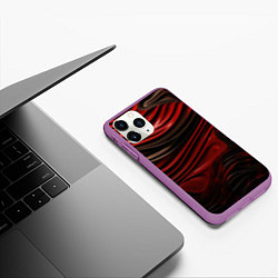 Чехол iPhone 11 Pro матовый Кожаная красная и черная текстура, цвет: 3D-фиолетовый — фото 2