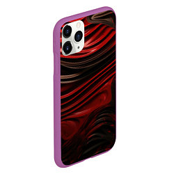 Чехол iPhone 11 Pro матовый Кожаная красная и черная текстура, цвет: 3D-фиолетовый — фото 2
