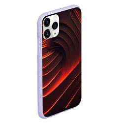 Чехол iPhone 11 Pro матовый Красные абстрактные волны, цвет: 3D-светло-сиреневый — фото 2