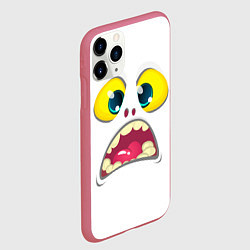 Чехол iPhone 11 Pro матовый Симпатичное мультяшное лицо монстра, цвет: 3D-малиновый — фото 2