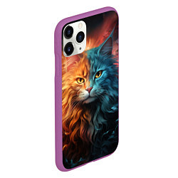 Чехол iPhone 11 Pro матовый Сердитый котик, цвет: 3D-фиолетовый — фото 2