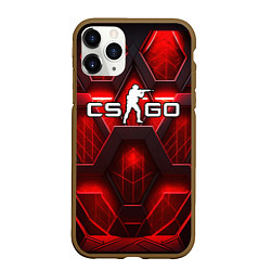 Чехол iPhone 11 Pro матовый CS GO red space abstract, цвет: 3D-коричневый