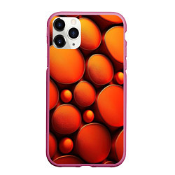 Чехол iPhone 11 Pro матовый Оранжевы е круглые плиты, цвет: 3D-малиновый