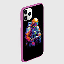 Чехол iPhone 11 Pro матовый Читающий космонавт, цвет: 3D-фиолетовый — фото 2
