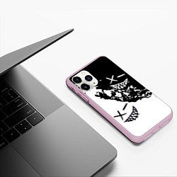 Чехол iPhone 11 Pro матовый Smile - black and white, цвет: 3D-розовый — фото 2