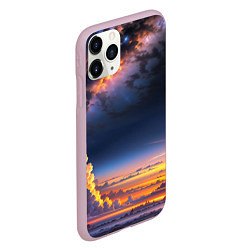 Чехол iPhone 11 Pro матовый Млечный путь и облака на закате, цвет: 3D-розовый — фото 2