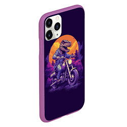 Чехол iPhone 11 Pro матовый Динозавр на мотоцикле, цвет: 3D-фиолетовый — фото 2