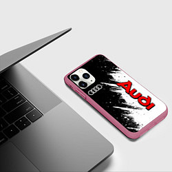Чехол iPhone 11 Pro матовый Ауди - белые потертости, цвет: 3D-малиновый — фото 2