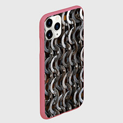 Чехол iPhone 11 Pro матовый Кольчуга с большими кольцами, цвет: 3D-малиновый — фото 2