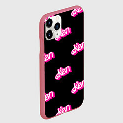 Чехол iPhone 11 Pro матовый Логотип Кен - патерн, цвет: 3D-малиновый — фото 2