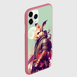 Чехол iPhone 11 Pro матовый Заяц на фоне луны - фантазия - нейросеть, цвет: 3D-малиновый — фото 2