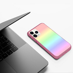 Чехол iPhone 11 Pro матовый Нежная радуга, цвет: 3D-малиновый — фото 2