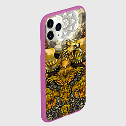 Чехол iPhone 11 Pro матовый Золотой орёл - славянский орнамент, цвет: 3D-фиолетовый — фото 2