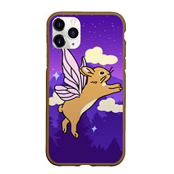 Чехол iPhone 11 Pro матовый Лунный кролик с крыльями, цвет: 3D-коричневый