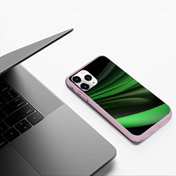 Чехол iPhone 11 Pro матовый Темная зеленая текстура, цвет: 3D-розовый — фото 2