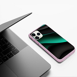 Чехол iPhone 11 Pro матовый Абстрактная зеленая текстура, цвет: 3D-розовый — фото 2