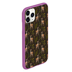 Чехол iPhone 11 Pro матовый Олени и растения, цвет: 3D-фиолетовый — фото 2