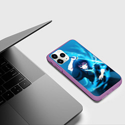 Чехол iPhone 11 Pro матовый Клинок рассекающий демонов: Токито, цвет: 3D-фиолетовый — фото 2