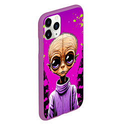 Чехол iPhone 11 Pro матовый Alien - comics art style, цвет: 3D-фиолетовый — фото 2