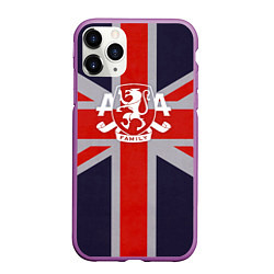 Чехол iPhone 11 Pro матовый Asking Alexandria британский флаг, цвет: 3D-фиолетовый