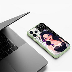 Чехол iPhone 11 Pro матовый Шинобу Кочо ахегао - Клинок демонов, цвет: 3D-салатовый — фото 2
