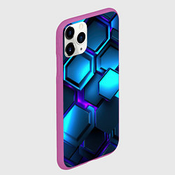 Чехол iPhone 11 Pro матовый Объемные неоновые плиты, цвет: 3D-фиолетовый — фото 2