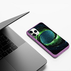 Чехол iPhone 11 Pro матовый Объемная зеленая абстракция, цвет: 3D-фиолетовый — фото 2