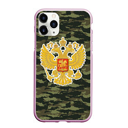 Чехол iPhone 11 Pro матовый Россия - герб и камуфляж