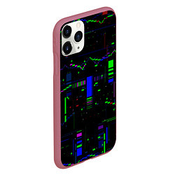 Чехол iPhone 11 Pro матовый Глитч помехи, цвет: 3D-малиновый — фото 2