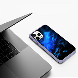 Чехол iPhone 11 Pro матовый Blue black background, цвет: 3D-светло-сиреневый — фото 2