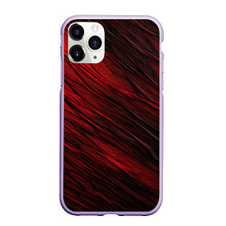 Чехол iPhone 11 Pro матовый Black red texture, цвет: 3D-светло-сиреневый