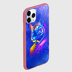 Чехол iPhone 11 Pro матовый Neon tiger - neural network, цвет: 3D-малиновый — фото 2