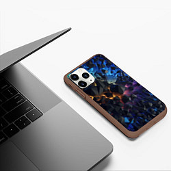 Чехол iPhone 11 Pro матовый Летящие объемные камни, цвет: 3D-коричневый — фото 2