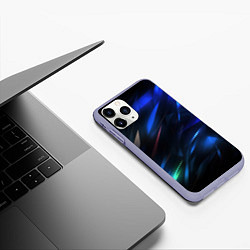 Чехол iPhone 11 Pro матовый Blue abstract background, цвет: 3D-светло-сиреневый — фото 2