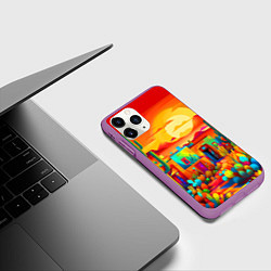Чехол iPhone 11 Pro матовый Мексиканский янтарный закат в пустыне, цвет: 3D-фиолетовый — фото 2