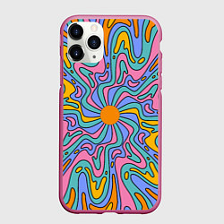 Чехол iPhone 11 Pro матовый Абстрактный психоделический рисунок