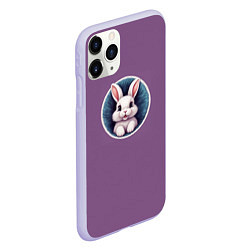 Чехол iPhone 11 Pro матовый Милый белый зайчик, цвет: 3D-светло-сиреневый — фото 2