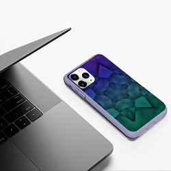 Чехол iPhone 11 Pro матовый Холодный градиент зелено-фиолетовый, цвет: 3D-светло-сиреневый — фото 2