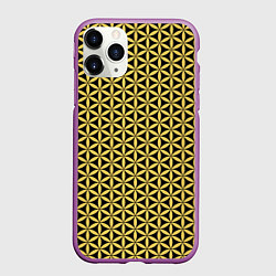 Чехол iPhone 11 Pro матовый Цветок Жизни - Золото, цвет: 3D-фиолетовый